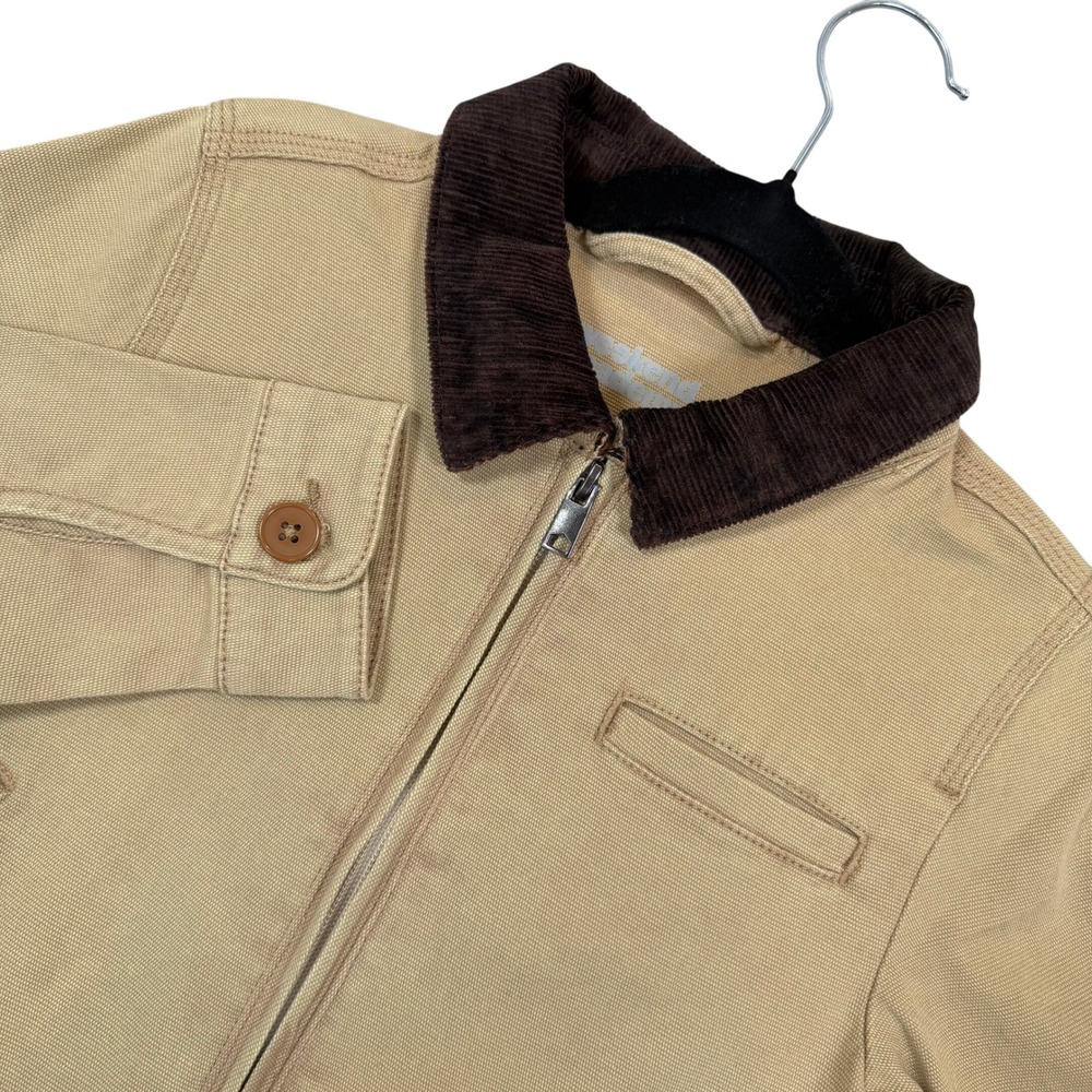 Weekend Academy Garage Jacket Boys Khaki Size S 6-7 Corduroy Collar Utility